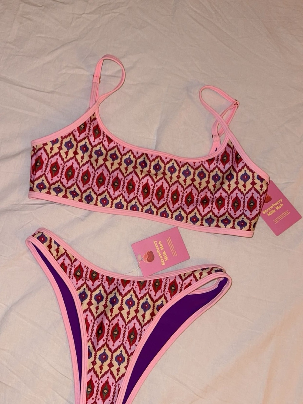 Strawberry Milk Mob Pink Patterned Two-Piece Bikini